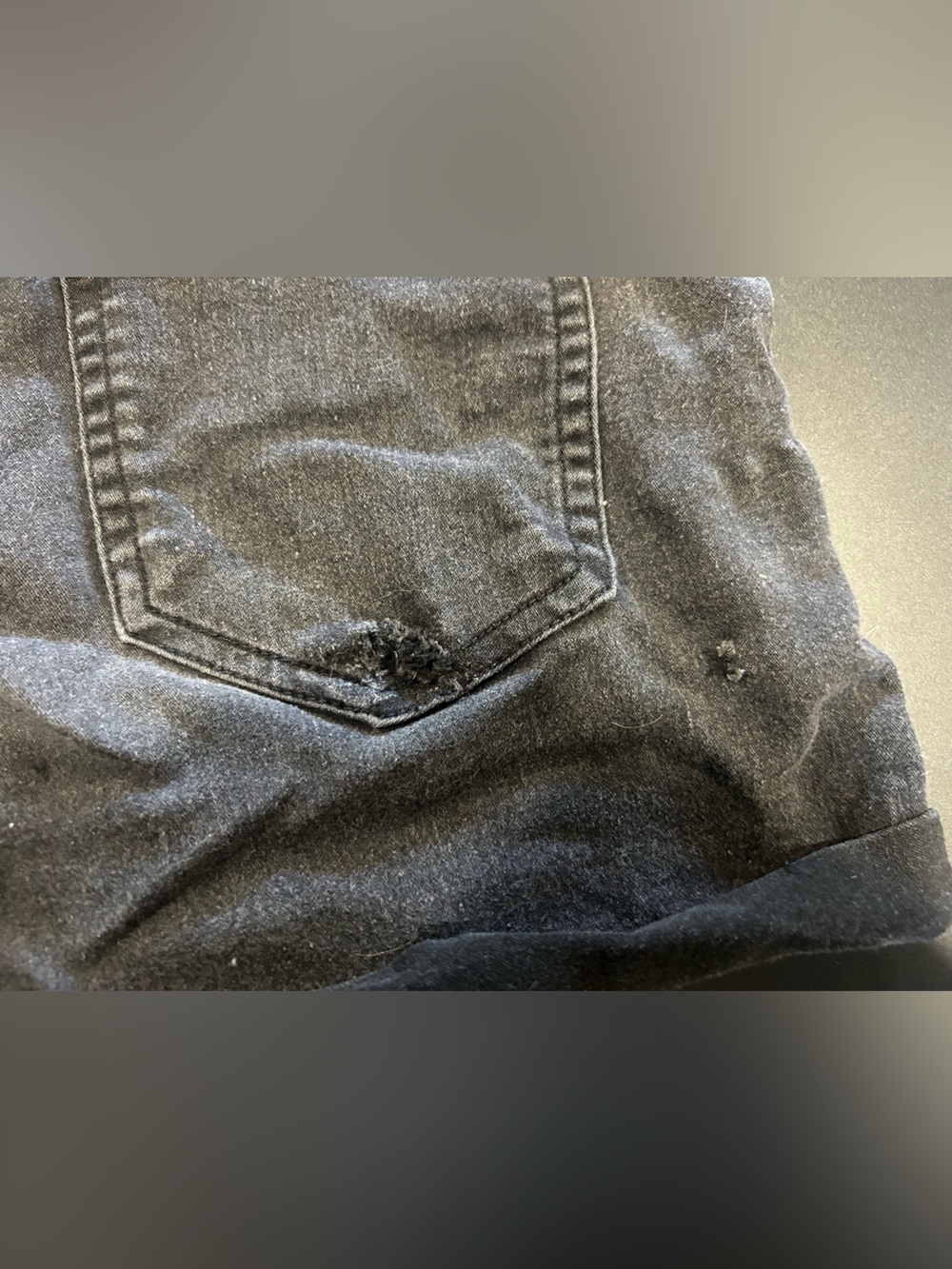 Women’s Black Denim Shorts - High Waist Zipper and Button Fly - Picture 4 of 4